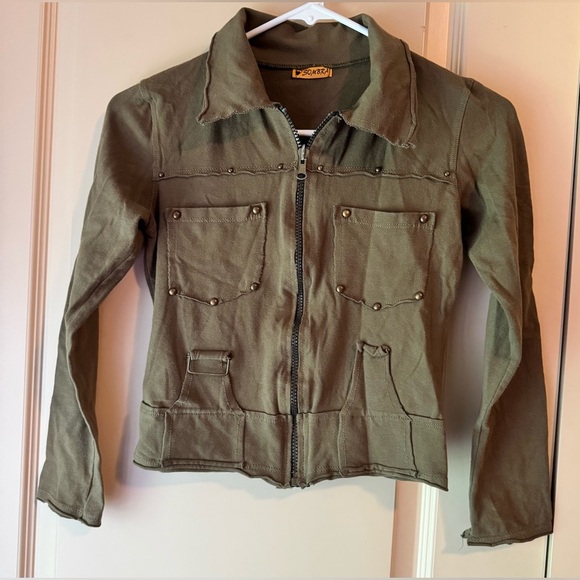 Vintage 2000s y2k Zip Up Olive Green Women's Jacket Size Small - Picture 4 of 10